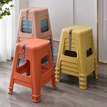 0587 Пластиковый табурет утолщенный домашний скандинавский обеденный стул для гостиной приготовленный пластиковый табурет высокий табурет резиновая скамейка стул