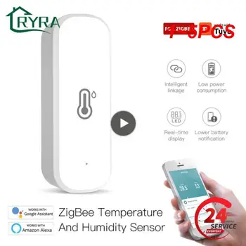 1-5 шт. Умный датчик температуры и влажности Tuya / WiFi, гигрометр для помещений, приложение для удаленного мониторинга, Var Smart Life Работает с Alexa