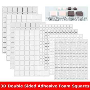 1 мм / 2 мм 3D Двухсторонние квадраты из клейкой пены, Черный, белый, постоянный Липкий Размерный клей для добавления размерных карточек 2023