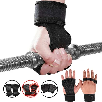 1 пара спортивных перчаток для поднятия тяжестей для помещений, нескользящие перчатки на полпальца, противоскользящие обертывания для запястий, защита ладоней, фитнес-упражнения