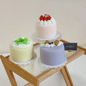 1 шт. кукольный домик торты DIY миниатюрные искусственные поддельные продукты Круглый торт украшение из смолы кухонные принадлежности случайные
