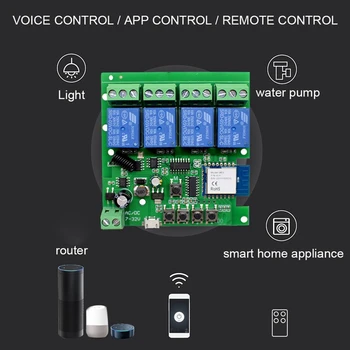 1 ШТ. Модуль Дистанционного Управления Tuya APP Smart Home Пластиковый Переключатель Четырехканальный Многоканальный 5V12V 24V Для Alexa Google Home