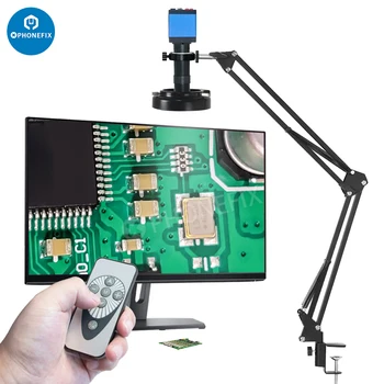 13-Мегапиксельная камера для промышленного видеомикроскопа 1080P HDMI USB с 1X-130X зумом, объектив C байонетом, пульт дистанционного управления для получения цифровых изображений