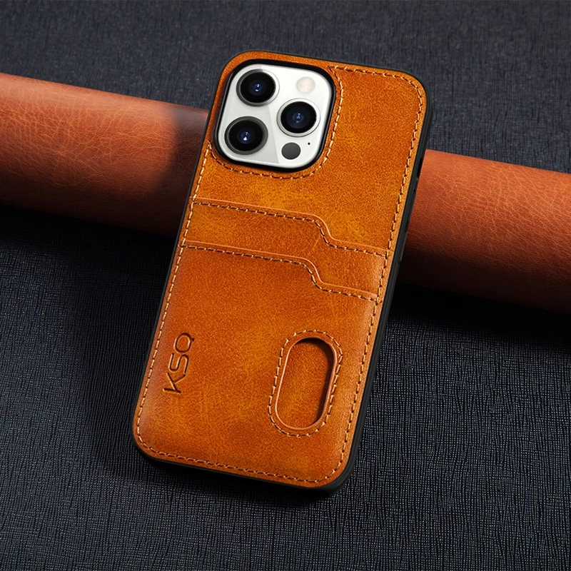 Для iPhone 15 Pro Max /14 13 Pro Max Чехол из винтажной кожи ELVEV + TPU Защитный чехол для телефона с отделениями для карт