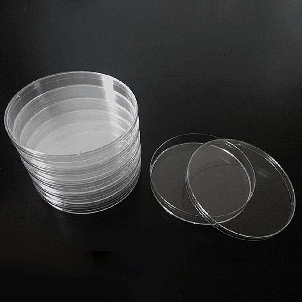 Чашки Петри Высококачественная лабораторная поставка, 10 шт. Хрустящих химических инструментов, доступный Хрупкий стерильный прозрачный полистирол для клеток