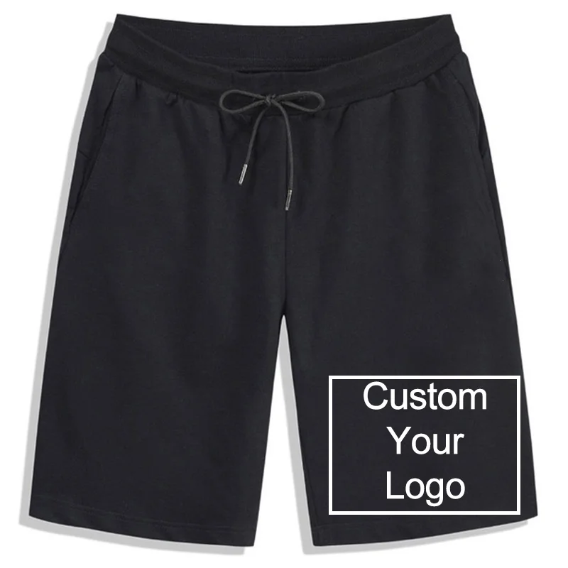 Летние мужские шорты с логотипом на заказ, повседневные свободные шорты с эластичным шнурком, джоггеры для бега трусцой, дышащие спортивные короткие штаны для фитнеса на открытом воздухе