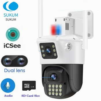 4-мегапиксельные камеры видеонаблюдения iCSee для дома на открытом воздухе с защитой от двойного экрана, водонепроницаемая беспроводная IP-камера