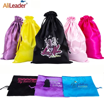 5 / 10шт Атласных сумок для наращивания волос, сумка для париков, атласный мешочек для волос, упаковочные пакеты для париков с завязками, сумки для хранения