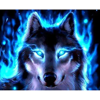 5D Алмазная живопись Пейзаж с голубым глазом Волка, полное квадратное/круглое сверло, Алмазная вышивка, Мозаичный пейзаж, Изображение животного, закрытый подарок