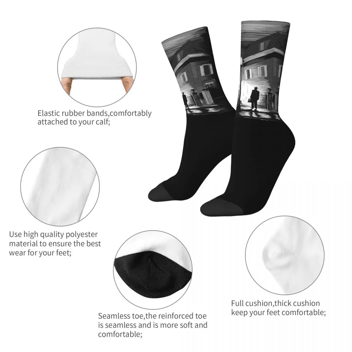 The Exorcist Fanart Illustration Merch Crew Socks Гибкие высококачественные носки для экипажа на Хэллоуин, милые идеи подарков для женщин на день рождения