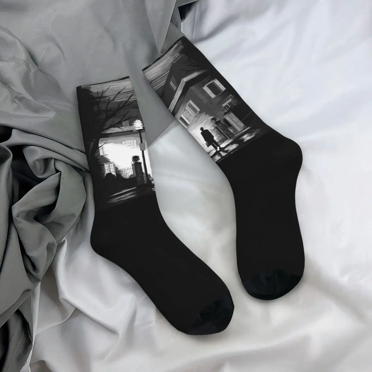 The Exorcist Fanart Illustration Merch Crew Socks Гибкие высококачественные носки для экипажа на Хэллоуин, милые идеи подарков для женщин на день рождения