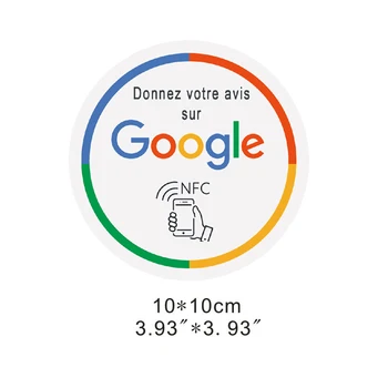 Google показывает NFC-табличку с французскими надписями из ПВХ квадратной формы 10 см с самоклеящейся основой