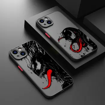 Marvel Venom Spider Man Прозрачный Матовый Чехол Для Телефона iPhone 15 11 14 13 12 Pro Max Mini X XR Xs 8 7 Plus 6 6S Силиконовый Чехол Funda