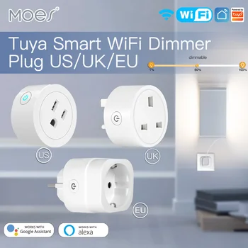 MOES WiFi Smart Power Socket Plug Таймер Регулировки Яркости Для приложения Tuya Smart Life, Amazon Alexa Google Voice Control EU / UK / US