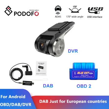 Podofo ELM327 OBD2/USB DVR/DAB Модель Для 2 Din Android Радио Стереоприемник Мультимедийный Плеер Для Универсального