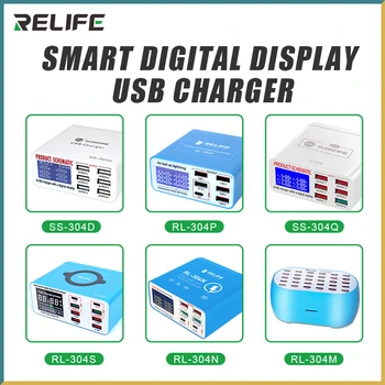 RELIFE USB Зарядное Устройство с ЖК-Дисплеем 6 Портов Настольное Зарядное Устройство Для Мобильного Телефона Smart Fast Charging для Смартфонов, Планшетных ПК