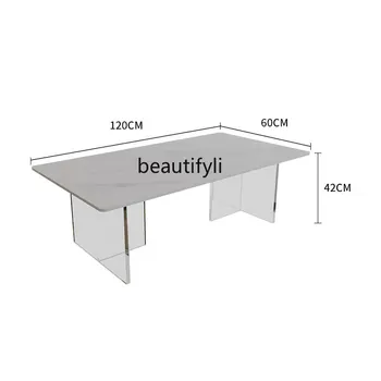 Акриловый подвесной журнальный столик с каменной плитой дизайнерского дизайна в стиле Луан, легкий роскошный минималистичный квадратный диван-приставной столик
