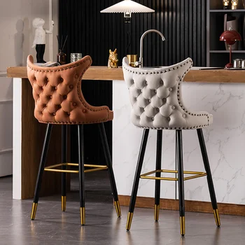 Американские Роскошные барные стулья для кухни Современный минималистичный барный стул со спинкой Креативные Дизайнерские Табуреты для бара Предметы домашнего обихода