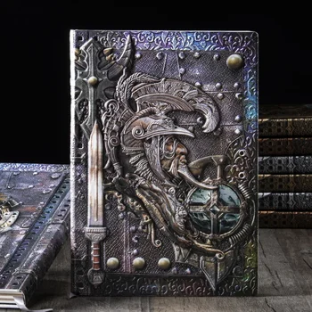 Блокнот A5 в стиле ретро с 3D тиснением God of War из искусственной кожи с металлической поверхностью, Портативный Студенческий дневник путешествий, Деловой офисный блокнот