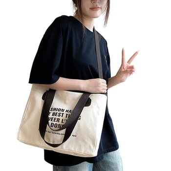 Большая вместительная холщовая сумка через плечо, сумка-тоут, холщовая сумка-тоут, женская сумка-тоут, легкая сумка через плечо 517D