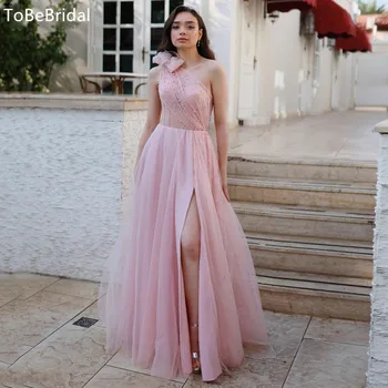 Вечернее платье ToBeBridal с открытыми плечами, Розовое тюлевое плиссированное длинное свадебное платье трапециевидной формы с перспективным корсетом, Женское платье для выпускного вечера