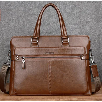 Деловой кожаный мужской портфель Горизонтальная сумка через плечо большой емкости Офисный мужской ноутбук