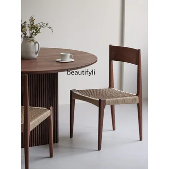 Деревянный стул из массива черного ореха, обеденный стул без подлокотников, письменный стул