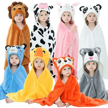 Детские одеяла с капюшоном и мордочкой животного MICHLEY, супер мягкие мультяшные теплые зимние фланелевые детские толстые постельные принадлежности для мальчиков 0-3 лет
