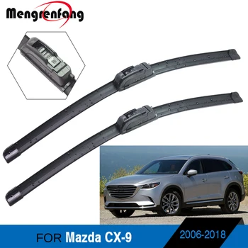 Для автомобильных щеток переднего стеклоочистителя Mazda CX-9 CX9, мягкий резиновый J-образный крюк и кнопочные рычаги 2006-2018