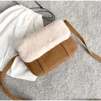 Зимняя новая модная плюшевая сумочка из шерсти ягненка, хитовая цветная сумка через плечо, модная маленькая квадратная сумка для отдыха, сумки-мессенджеры