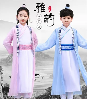 Китайский халат, костюмы древних ученых, кимоно для детей и взрослых, китайский традиционный Винтажный этнический косплей, детский костюм Hanfu
