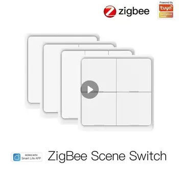 Кнопочный контроллер Tuya ZigBee Smart Scene Switch 4 Gang 12 Scene Switch Работает с приложением Smart Life ZigBee Gateway Для устройства