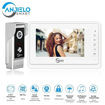 Комплект видеодомофона Anjielosmart для домашней безопасности, дверной звонок с 7-дюймовым монитором, двусторонний домофон в частном доме