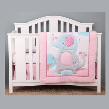 комплект детского постельного белья с очаровательным розовым слоном из 3шт для детской - включает одеяло, простыню