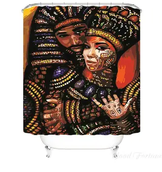 Короли И Королевы Занавеска для душа Афроамериканская Пара Настенное Искусство Декор ванной комнаты