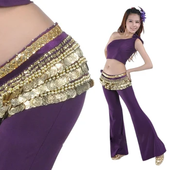 Костюм для танца живота, одежда для индийских танцев, поясная цепочка, хип-шарф, женский танец для девочек с 338 монетами, только пояс, 10 цветов