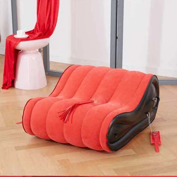 Красный секс Надувной диван-кровать Игры для пар БДСМ Игрушки Кресло для любви Шезлонг Подушка для позиционирования ПВХ Стекающаяся мебель Диван Секс-кресло