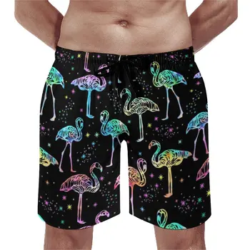 Красочные пляжные шорты Flamingo Классические мужские пляжные шорты с забавным животным принтом Плавки большого размера