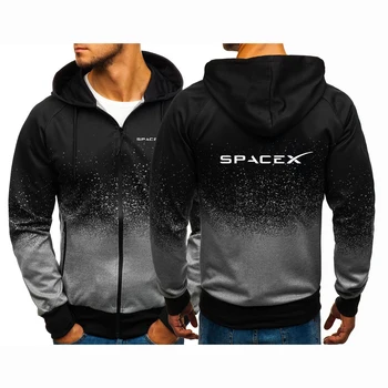 Логотип SpaceX Space X 2023, Мужская Новая Весенне-Осенняя Повседневная Одежда в стиле Харадзюку На молнии Градиентного цвета, Толстовки, Куртки, Пальто