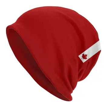 Минималистичный Канадский флаг, черепа, шапочки, кепки, крутые зимние Теплые Мужские и женские Вязаные шапки, взрослые унисекс, Канадская гордость, шляпы-капоты
