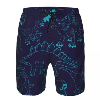 Мужские плавательные шорты с принтом динозавра Ти-рекс в гранжевом стиле, быстросохнущие плавательные шорты для купания, купальный сундук для плавания, пляжная одежда для купания