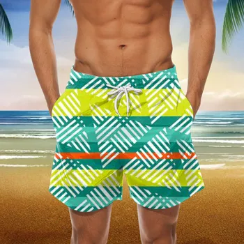 Мужские плавательные штаны Hawaii Vantage, быстросохнущие плавательные шорты, купальники в полоску в стиле ретро, Пляжные летние плавки, мужские плавки