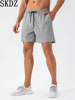 Мужские спортивные шорты однотонного цвета с новыми карманами, свободные и дышащие, быстросохнущие штаны для бега и фитнеса