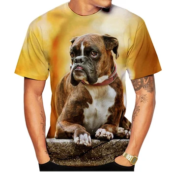 Новая мода 3D Милые Животные Homme Boxer Dog Street Забавная футболка для домашних собак Animal Puppy Размер футболки XXS-6XL