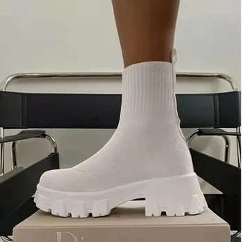 Новинка 2023, Осенне-зимние женские ботинки, увеличивающие простоту, сапоги без застежки, Летящие, ткацкие движения, Женская обувь