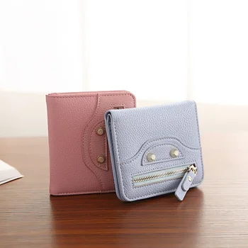 Новый европейский и американский маленький кошелек, женский короткий тонкий мягкий кошелек, корейская версия, простая мода, легко носить с собой.