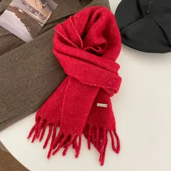 Осенне-зимний женский шарф, новые модные вязаные Кашемировые шарфы, шаль, мягкий однотонный шарф Унисекс