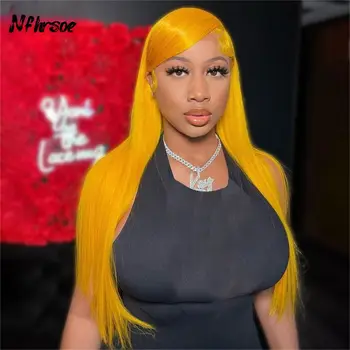 Парики из человеческих волос желтого цвета с прямой косточкой 13x4, HD, кружевной фронтальный парик из бразильских 613 светлых волос для чернокожих женщин