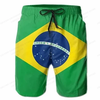 Пляжные Шорты С Флагом Бразилии, Мужские Модные Купальники, Шорты, Спортивная Одежда, Брюки, Мужской Короткий Купальник, Детский Пляжный Короткий Бразильский Флаг