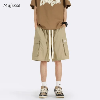 Повседневные шорты Мужские универсальные на каждый день, летние, длиной до колен, с эластичным поясом, множеством карманов, пара в японском стиле, дышащий Молодежный шик.